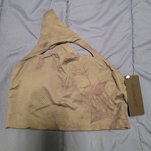 Alphalete Athletics-Alphalux Asymmetrical Bra, color Storm Gray, size L